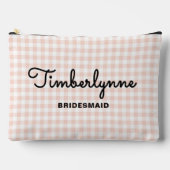 ソフトピンクの市松模様にブリーデスメイド提案 アクセサリーポーチ (正面)