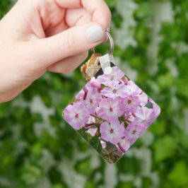 ソフトピンクの庭園の花 キーホルダー