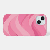 ソフトピンクの抽象的な波模様 iPhone 15ケース (裏面横)