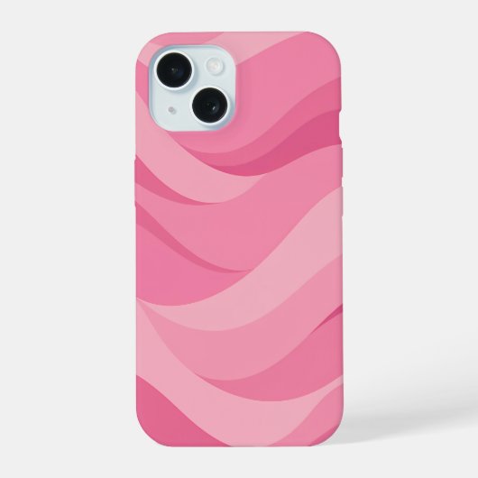 ソフトピンクの抽象的な波模様 iPhone 15ケース (裏面)