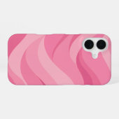ソフトピンクの抽象的な波模様 iPhone 16ケース (裏面横)