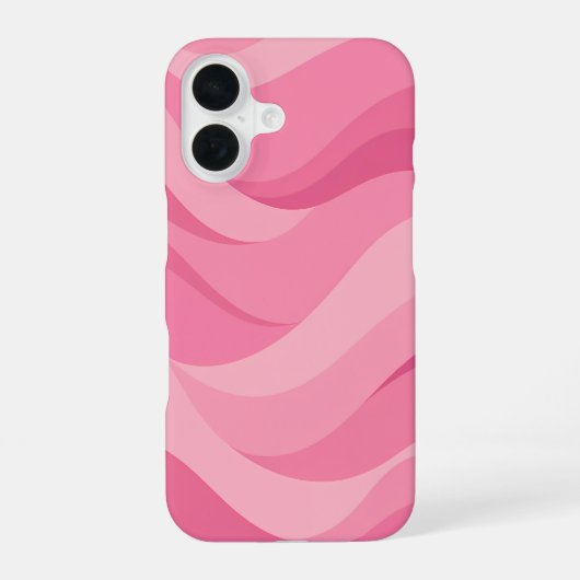 ソフトピンクの抽象的な波模様 iPhone 16ケース (裏面)
