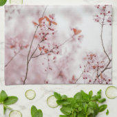 ソフトピンクの春の花、ミニマルフラワー キッチンタオル (折り畳み)