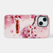 ソフトピンクの桜のiPhone/iPadケース iPhone 15ケース (裏面横)