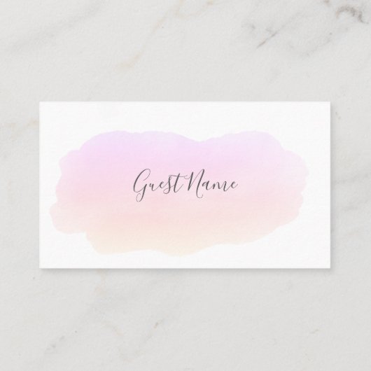 ソフトピンクの水の色のゲスト名座席表 プレイスカード (裏面)