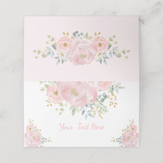 ソフトピンクの水の色のフローラの緑結婚色 プレイスカード (外部開封)