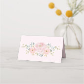 ソフトピンクの水の色のフローラの緑結婚色 プレイスカード (裏面)