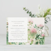 ソフトピンクの水の色のフローラガーデンベビーシャワー 招待状 (スタンド正面)