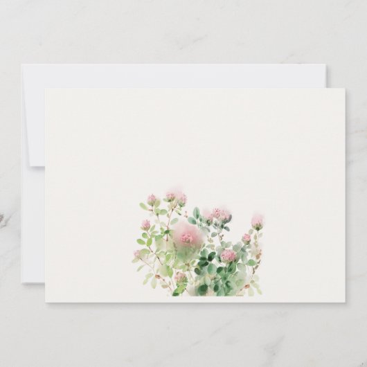 ソフトピンクの水の色のフローラガーデンベビーシャワー 招待状 (裏面)