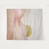 ソフトピンクの水の色の山の風景タペストリー タペストリー (正面(横))