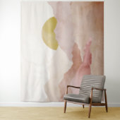 ソフトピンクの水の色の山の風景タペストリー タペストリー (インサイチュ)