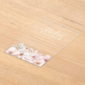ソフトピンクの水の色の花ブライダルシャワー アクリル招待状 (レイダウン)