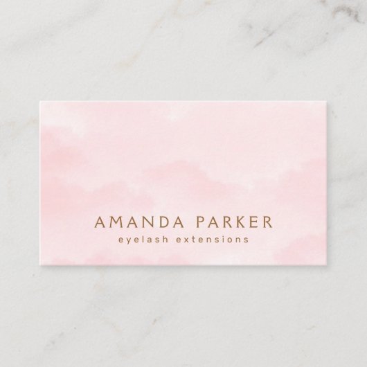 ソフトピンクの水カラースパブティック美しいスタイリスト 名刺 (正面)