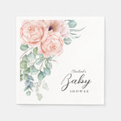 ソフトピンクの水カラーフローラガールベビーシャワー スタンダードカクテルナプキン (正面)