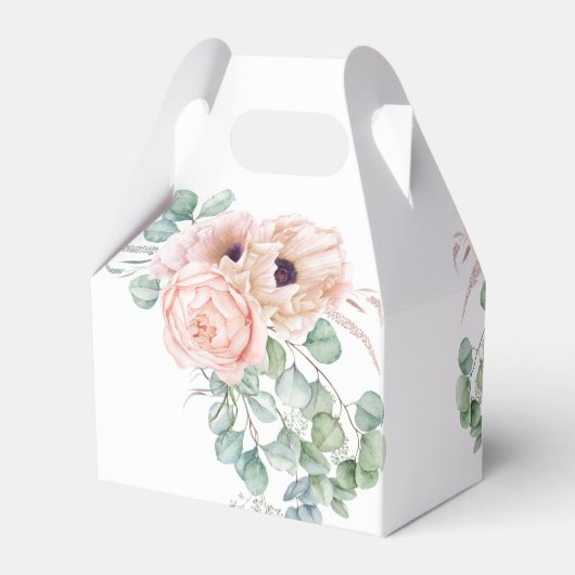 ソフトピンクの水カラーフローラガールベビーシャワー フェイバーボックス (裏面サイド)