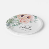 ソフトピンクの水カラーフローラガールベビーシャワー ペーパープレート (アングル)