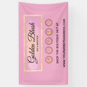 ソフトピンクの水彩とモダンゴールドの幾何学的なエレガントスタイル 横断幕 (縦)