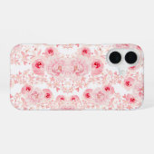 ソフトピンクの水彩バラシームレスパターン iPhone 16ケース (裏面横)