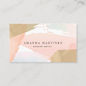 ソフトピンクの水彩及び金ゴールド名刺 名刺 (正面)