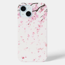 ソフトピンクの水彩桜の花のiPhoneケース iPhone 15ケース