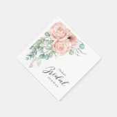 ソフトピンクの水彩花のブライダルシャワー スタンダードカクテルナプキン (角)