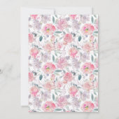 ソフトピンクの水彩花のベビーガールシャワー 招待状 (裏面)