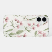 ソフトピンクの水彩花コスモスフラワーボタニカル iPhone 16ケース (裏面横)