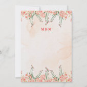 ソフトピンクの水彩花フレーム 招待状 (裏面)