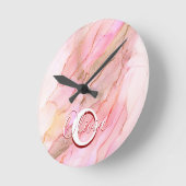 ソフトピンクの液体アルコールインク ラウンド壁時計 (傾斜)