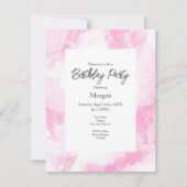 ソフトピンクの白い抽象芸術ブラシストローク 招待状 (正面)