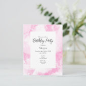 ソフトピンクの白い抽象芸術ブラシストローク 招待状 (スタンド正面)
