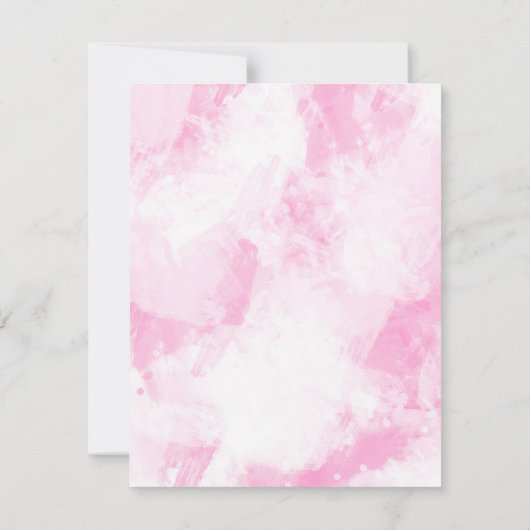 ソフトピンクの白い抽象芸術ブラシストローク 招待状 (裏面)