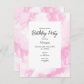 ソフトピンクの白い抽象芸術ブラシストローク 招待状 (正面/裏面)