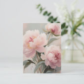 ソフトピンクの芍薬の花の芸術 ポストカード (スタンド正面)