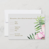 ソフトピンクの花とセージの葉のブライダルコレクション 出欠カード (裏面)
