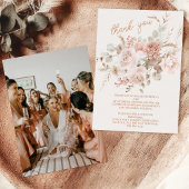 ソフトピンクの花とパンパスグラス　ブライダルシャワーの写真 サンキューカード
