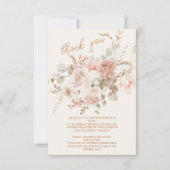 ソフトピンクの花とパンパスグラス ブライダルシャワーの写真 サンキューカード (正面)