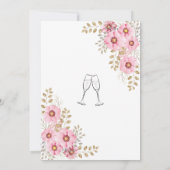 ソフトピンクの花と緑のブライダルシャワー 招待状 (裏面)