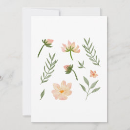 ソフトピンクの花と緑の要素 招待状