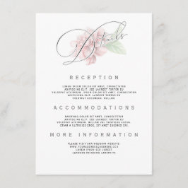 ソフトピンクの花のタイポグラフィー結婚式情報 エンクロージャーカード