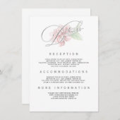 ソフトピンクの花のタイポグラフィー結婚式情報 エンクロージャーカード (正面/裏面)