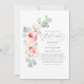 ソフトピンクの花のリハエレガントーサルディナー 招待状 (正面)