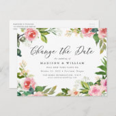 ソフトピンクの花の延期案内 案内ポストカード (正面/裏面)