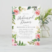 ソフトピンクの花の彩りのリハーサルディナー 招待状 (スタンド正面)