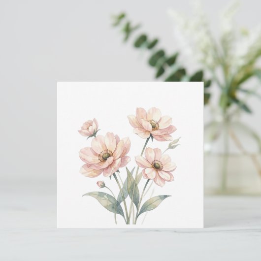 ソフトピンクの花の水彩画ブーケアート (スタンド正面)