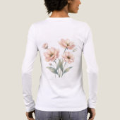 ソフトピンクの花の水彩画ブーケアート トライブレンドTシャツ (背面)