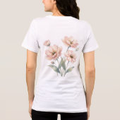 ソフトピンクの花の水彩画ブーケアート トライブレンドTシャツ (裏面)