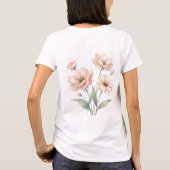 ソフトピンクの花の水彩画ブーケアート Tシャツ (裏面)