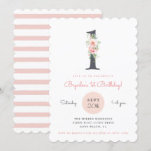 ソフトピンクの花の1歳誕生日