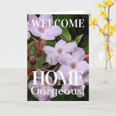 ソフトピンクの花カスタム咲き歓迎ホームゴージャス カード (黄色い花)